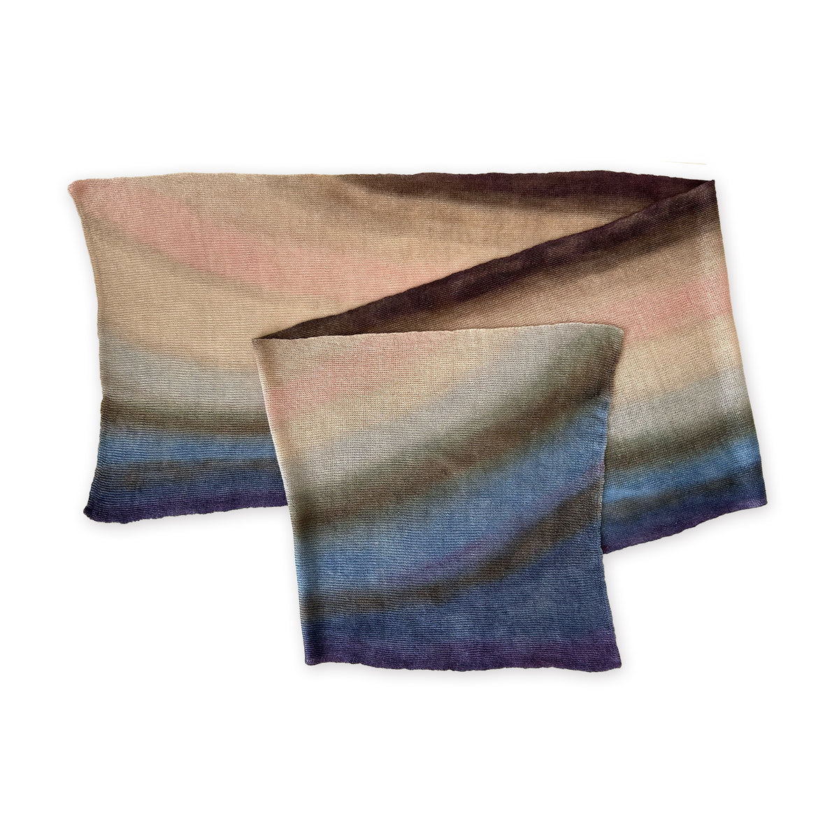   Linen-scarf-hand-painted-196x43cm-blue-brown-pink-otta-italy-2