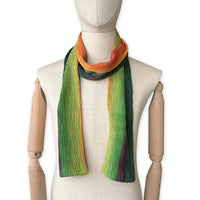 Linen-scarf-hand-painted-180x13cm-green-orange-pink-otta-italy-7